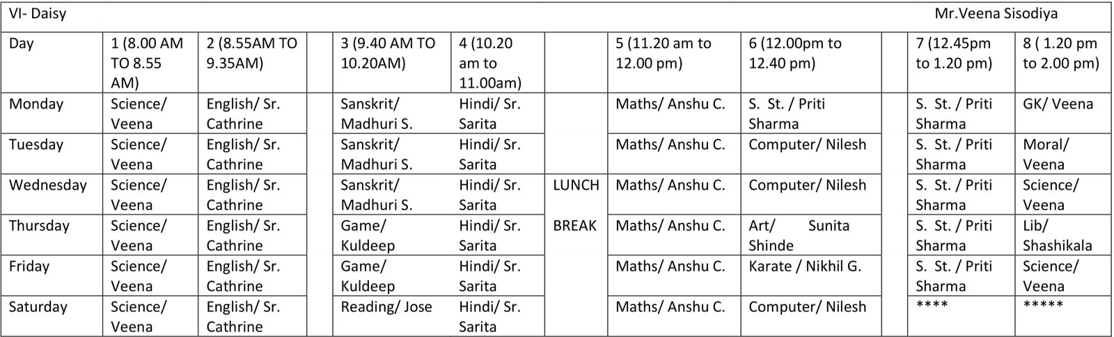 Time Table 2024-25